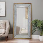 84" Gray And Brown Galvanized Metal and Wood Framed Leaning Accent Mirror - Image 5