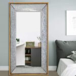 84" Gray And Brown Galvanized Metal and Wood Framed Leaning Accent Mirror - Image 7