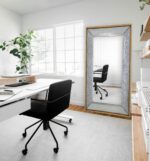 84" Gray And Brown Galvanized Metal and Wood Framed Leaning Accent Mirror - Image 8