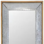84" Gray And Brown Galvanized Metal and Wood Framed Leaning Accent Mirror - Image 4