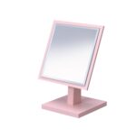 9" Pink Wood Square Freestanding Framed Makeup Shaving Tabletop Mirror - Image 3