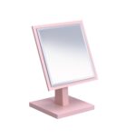 9" Pink Wood Square Freestanding Framed Makeup Shaving Tabletop Mirror - Image 2