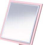 9" Pink Wood Square Freestanding Framed Makeup Shaving Tabletop Mirror - Image 4