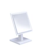 9" White Wood Square Freestanding Framed Makeup Shaving Tabletop Mirror - Image 2