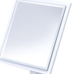 9" White Wood Square Freestanding Framed Makeup Shaving Tabletop Mirror - Image 4