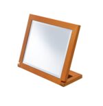 8" Brown Wood Framed Freestanding Makeup Shaving Tabletop Mirror - Image 3