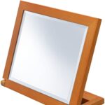 8" Brown Wood Framed Freestanding Makeup Shaving Tabletop Mirror - Image 4
