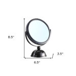 9" Black Round Metal Framed Makeup Shaving Tabletop Mirror - Image 6