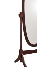 59" Brown Cherry Oval Framed Cheval Standing Mirror - Image 5