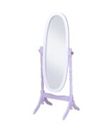 59" Purple And White Wood Freestanding Oval Framed Cheval Mirror - Image 4