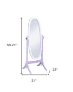 59" Purple And White Wood Freestanding Oval Framed Cheval Mirror - Image 6