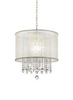 Primo Gold Finish Ceiling Lamp with Crystal Accents and White Shade - Image 2