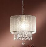 Primo Gold Finish Ceiling Lamp with Crystal Accents and White Shade - Image 7