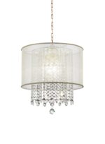 Primo Gold Finish Ceiling Lamp with Crystal Accents and White Shade - Image 3
