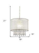 Primo Gold Finish Ceiling Lamp with Crystal Accents and White Shade - Image 8