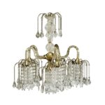 Two Tier Crystal and Brass Hanging Chandelier Light - Image 2