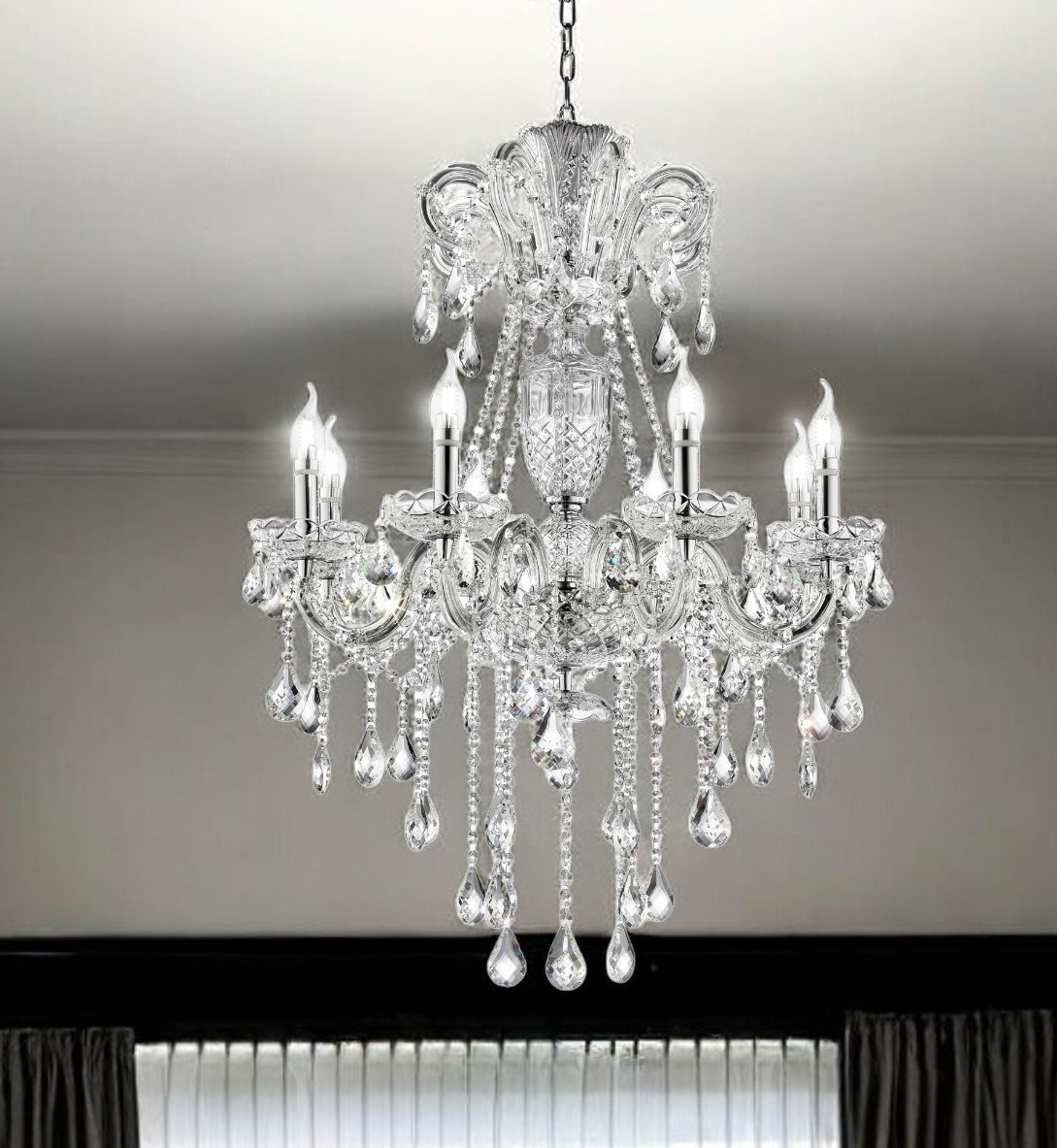 468891_6_Q5UU0wbY-1.jpg Candle Style Empire Transparent Glass Led Ceiling Light - Image 1