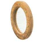 11" Brown Solid Wood Round Accent Mirror - Image 4