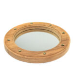 11" Brown Solid Wood Round Accent Mirror - Image 2