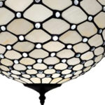 Black and White Tiffany Style Two Light Semi Flush Ceiling Lamp - Image 3
