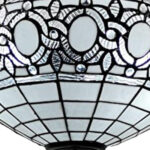 Blue and Black Tiffany Style Two Light Glass Dimmable Semi Flush Ceiling Light - Image 4