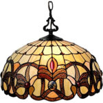 16" Tiffany Style Stained Glass Two Light Glass Dimmable Ceiling Light - Image 2