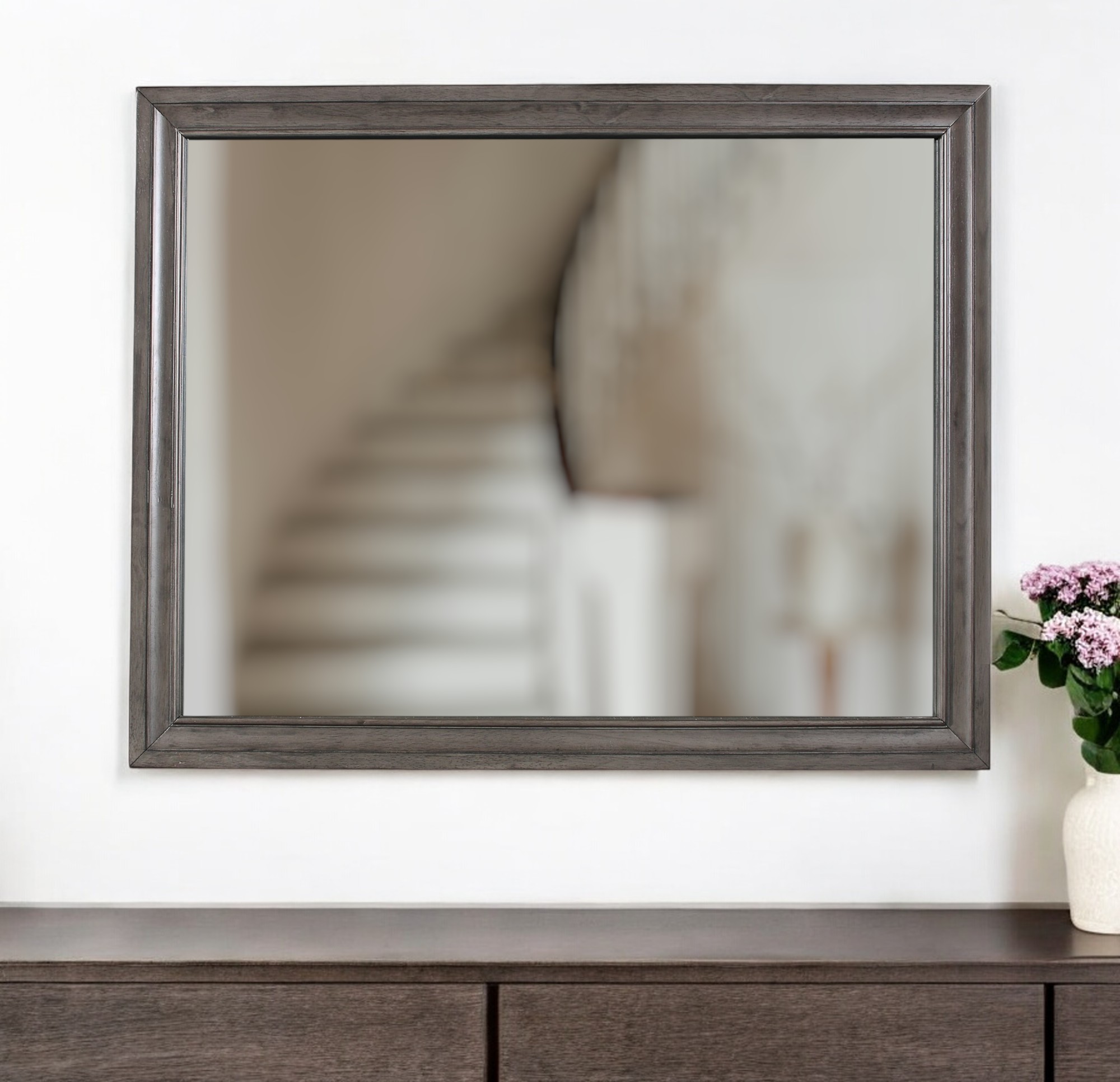 478625_9_3Z5SqP7P-8.jpg 37" Gray Wood Framed Accent Mirror - Image 1