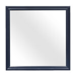 38" Blue Square Wood Framed Accent Mirror - Image 3