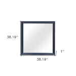 38" Blue Square Wood Framed Accent Mirror - Image 6