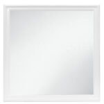 38" White Square Wood Framed Accent Mirror - Image 2