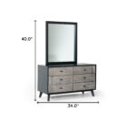 40" Black Ash Veneer Rectangle Wall Mounted Dresser Mirror Engineered Wood Framed - Image 7