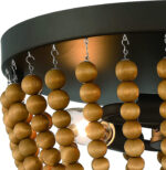 Brown And Black Wood Bead Three Light Flush Mount Ceiling Light - Image 3