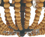Brown And Black Wood Bead Three Light Flush Mount Ceiling Light - Image 6