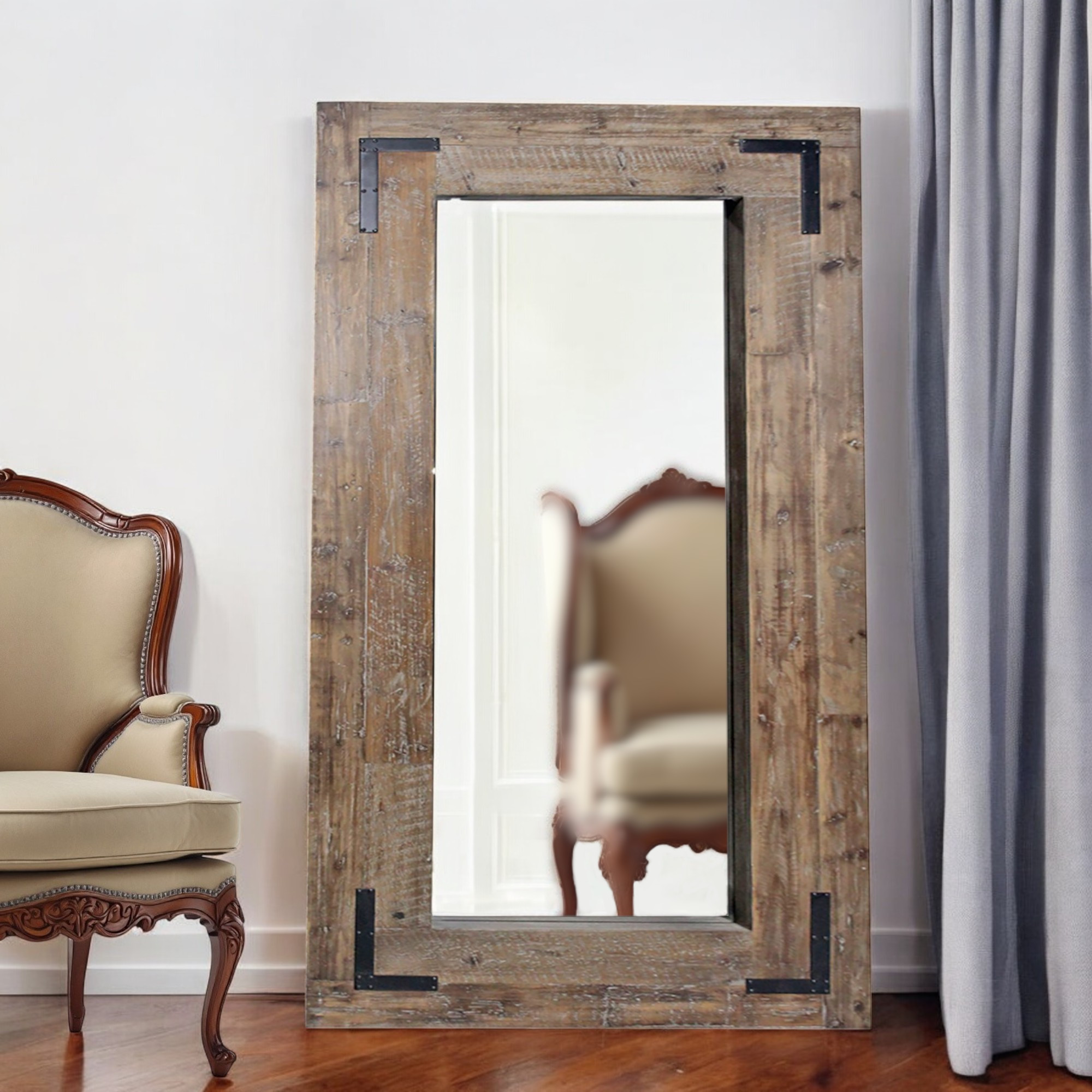484405_14_NmrK6wdq.jpg 75" Brown Wood Framed Leaning Accent Mirror - Image 1