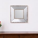 12" Square Wall Mounted Vintage Style Glass Frame Accent Mirror