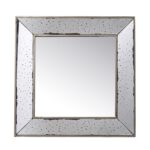 18" Brown Square Metal Framed Antiqued Glass Accent Mirror - Image 2