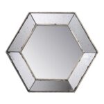 18" Hexagon Wall Mounted Vintage Style Glass Frame Accent Mirror - Image 3
