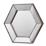 18" Hexagon Wall Mounted Vintage Style Glass Frame Accent Mirror - Image 2