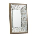 12" Silver Metal Framed Antiqued Glass Accent Mirror - Image 3