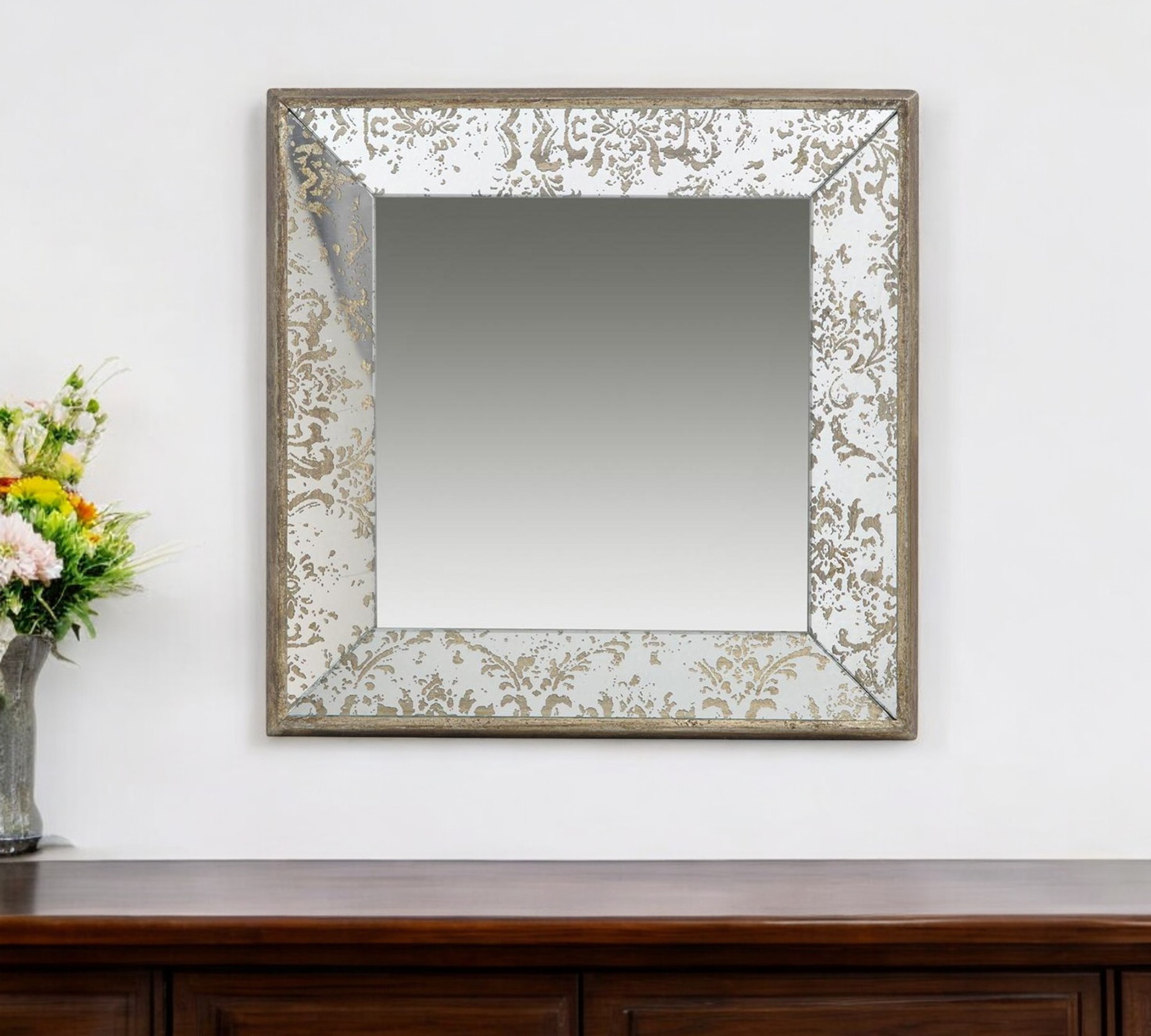 484984_7_qVMJuOpS.jpg 15" Square Vintage Style Wall Mounted Accent Mirror - Image 1