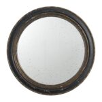 24" Dark Brown Distressed Wood Round Framed Accent Mirror - Image 2