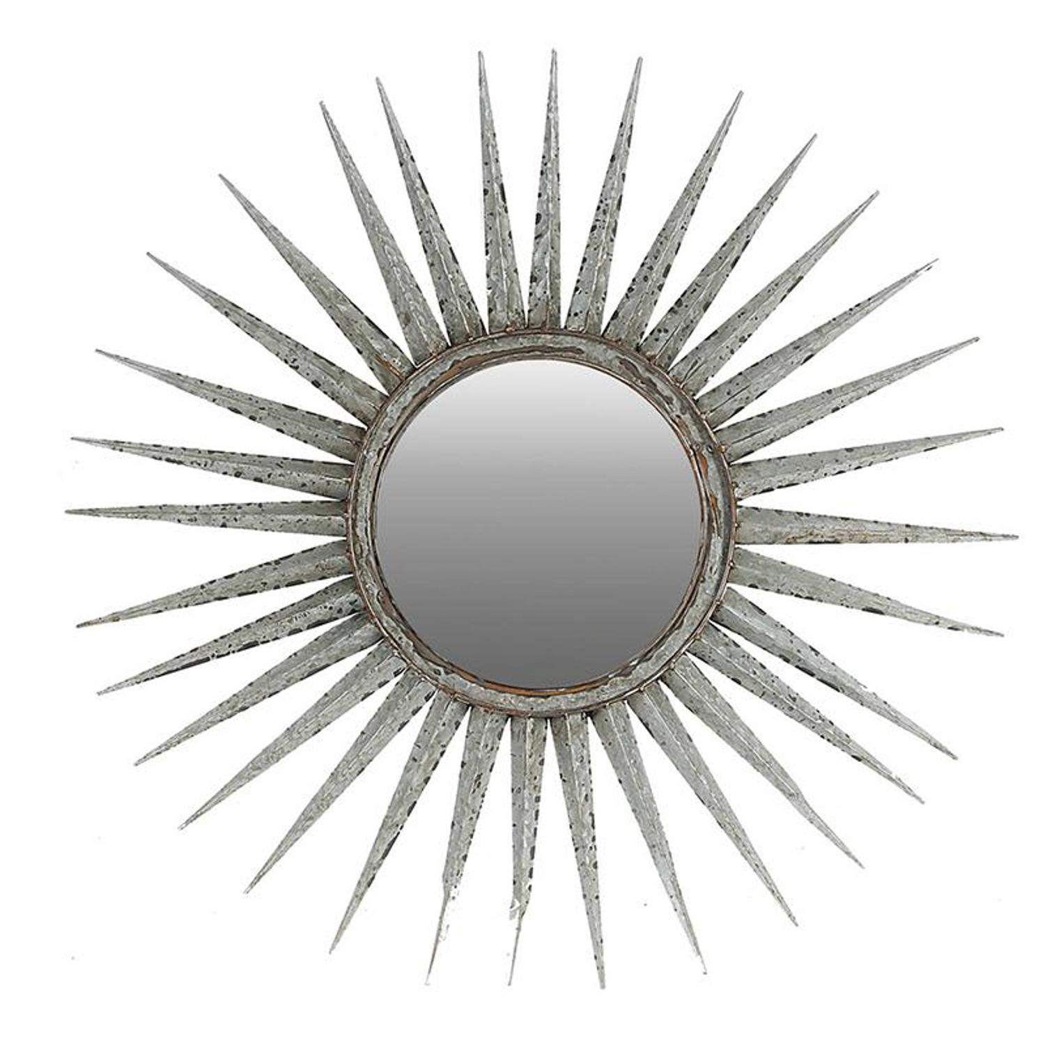484988_1-2.jpg 30" Antiqued Silver Gray Sunburst Wall Mounted Accent Mirror - Image 1