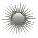 30" Antiqued Silver Gray Sunburst Wall Mounted Accent Mirror - Image 2