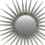 30" Antiqued Silver Gray Sunburst Wall Mounted Accent Mirror - Image 4