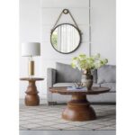 30" Black Fame Round Wall Hanging Accent Mirror with Rope - Image 8