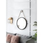 30" Black Fame Round Wall Hanging Accent Mirror with Rope - Image 9