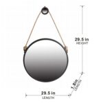 30" Black Fame Round Wall Hanging Accent Mirror with Rope - Image 12