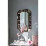35" Rose Gold Glass Abstract Ornate Framed Accent Mirror - Image 6