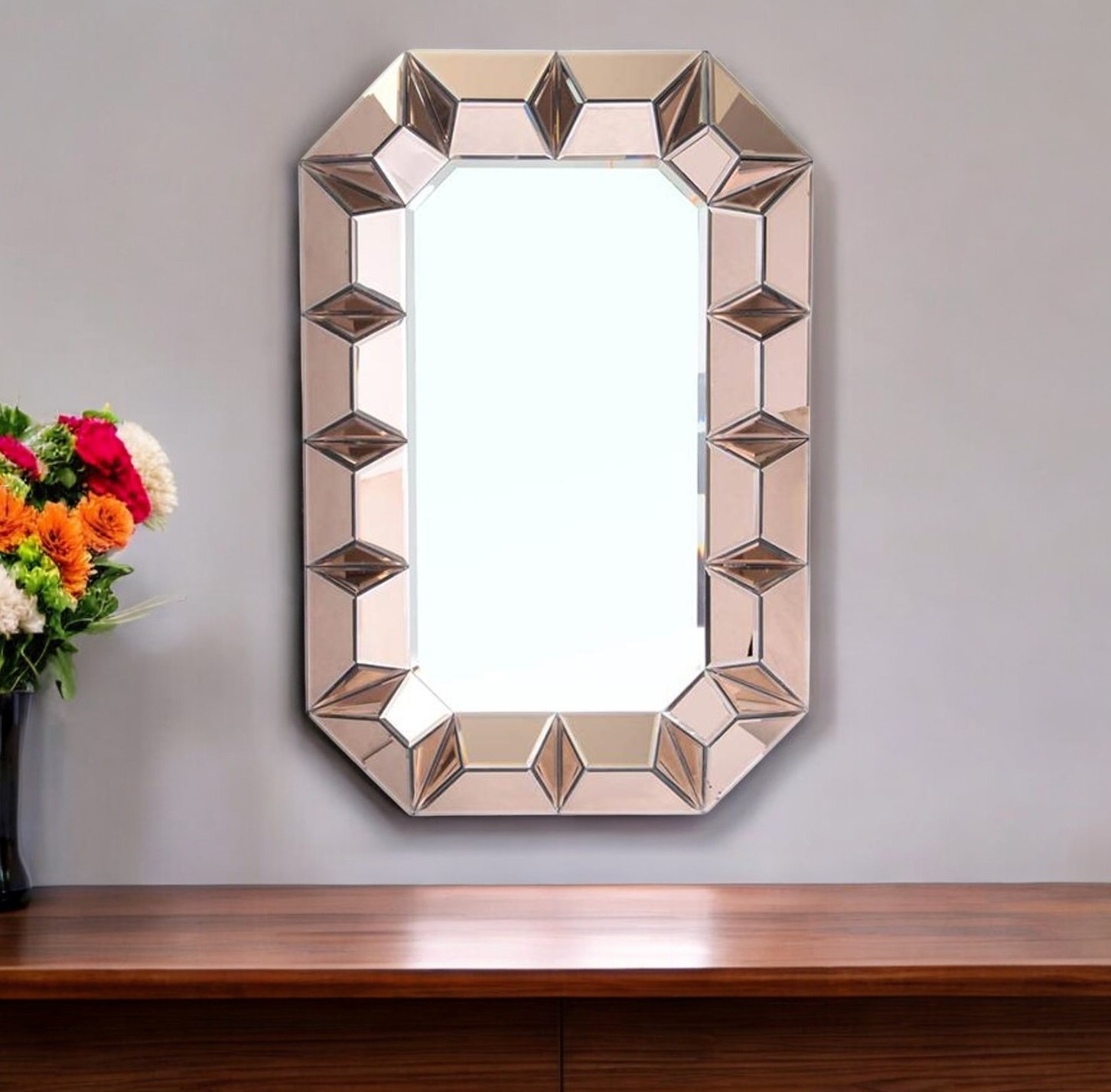 484995_9_GJFp2f2C.jpg 35" Rose Gold Glass Abstract Ornate Framed Accent Mirror - Image 1