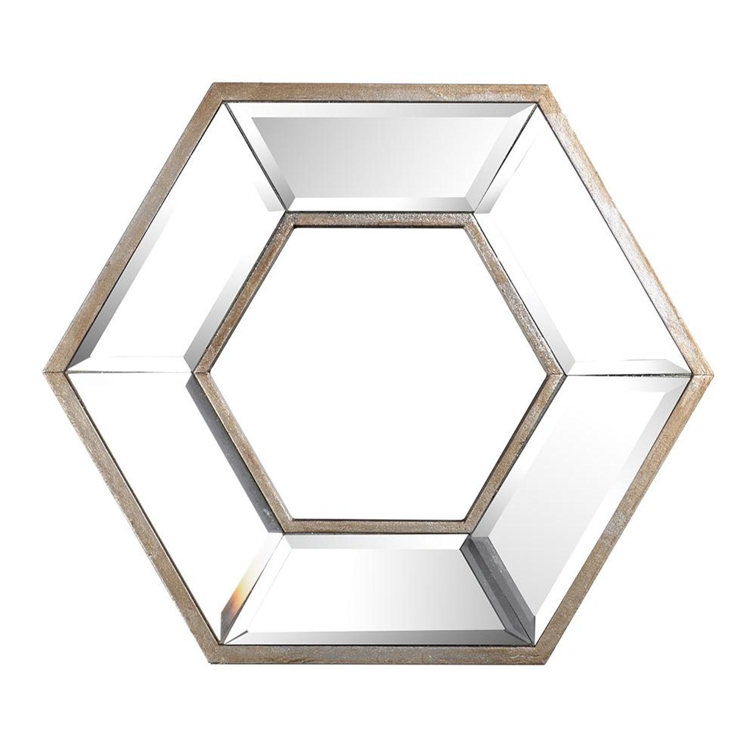 485001_1-1.jpg 12" Silver Hexagon Wall Mounted Accent Mirror - Image 1